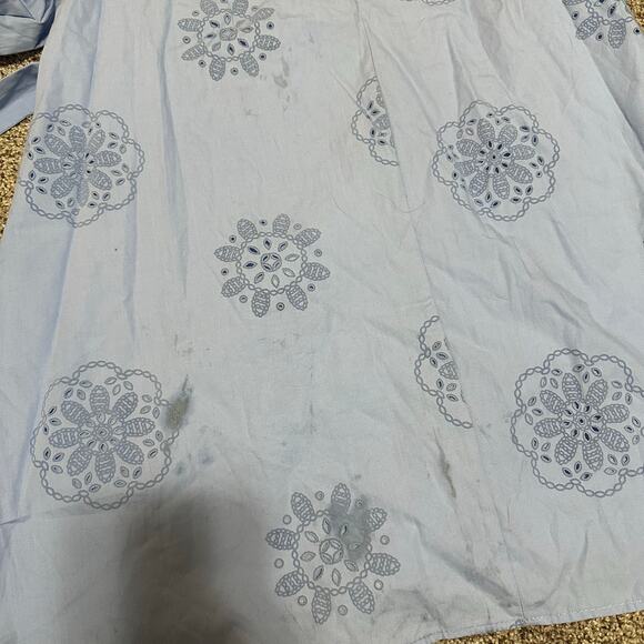 ZARA Women's Rubberized Embroidery Poplin Dress Size M In Sky Blue - Picture 8 of 12